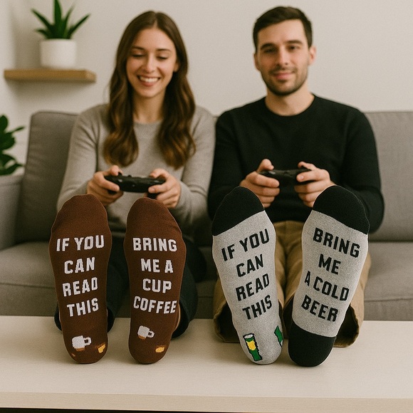 New Novelty Socks 2 Pack - If You Can Read This, Bring Me...Coffee/Beer - Picture 1 of 15